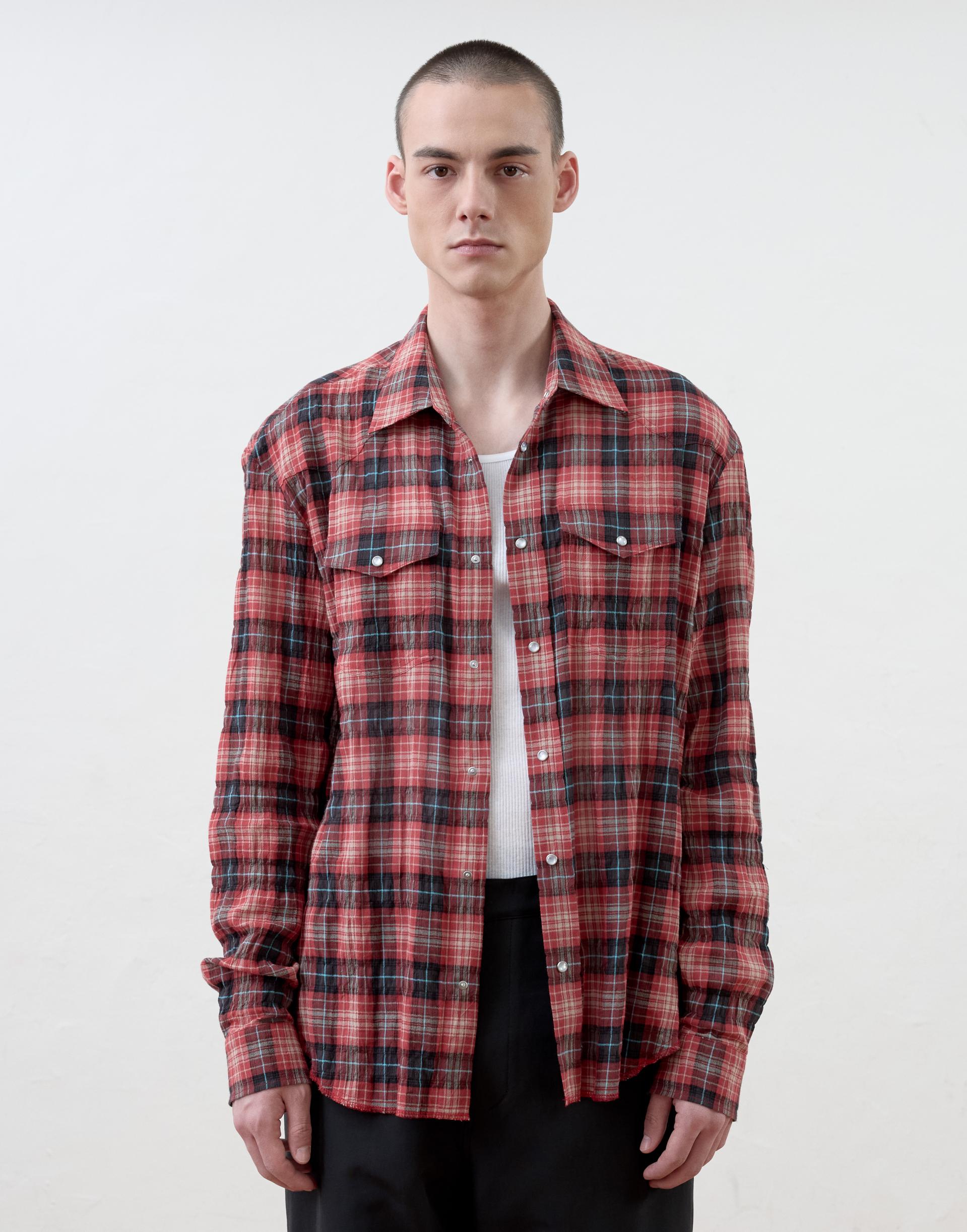 [MOOMYUNG] ‘Keanu’ CHECKED WESTERN SHIRT (RED CHECK)