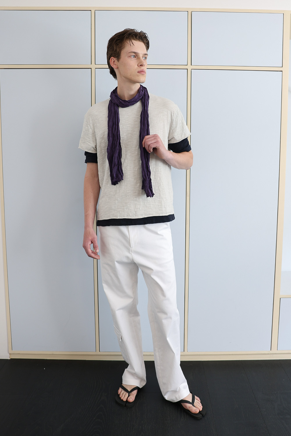 [ANYTIME LOREAK] AGAVE WRINKLE SCARF - PURPLE