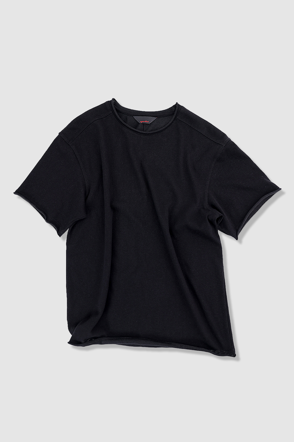 [ANYTIME LOREAK] YUCCA RAW-EDGE HALF KNIT - BLACK