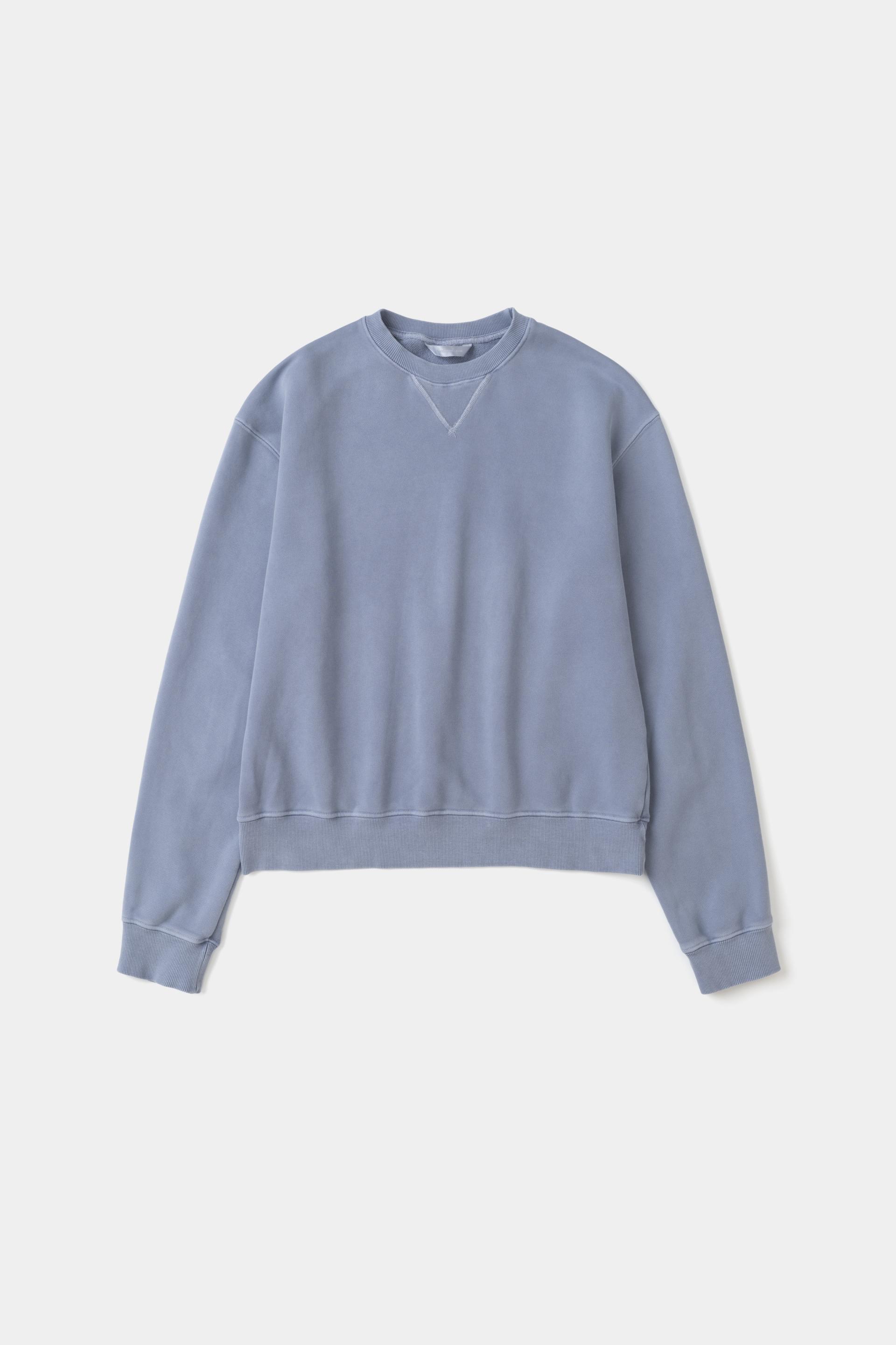 [KANGJUNGSEOK] LEATHER PATCH SWEAT SHIRTS,Navy