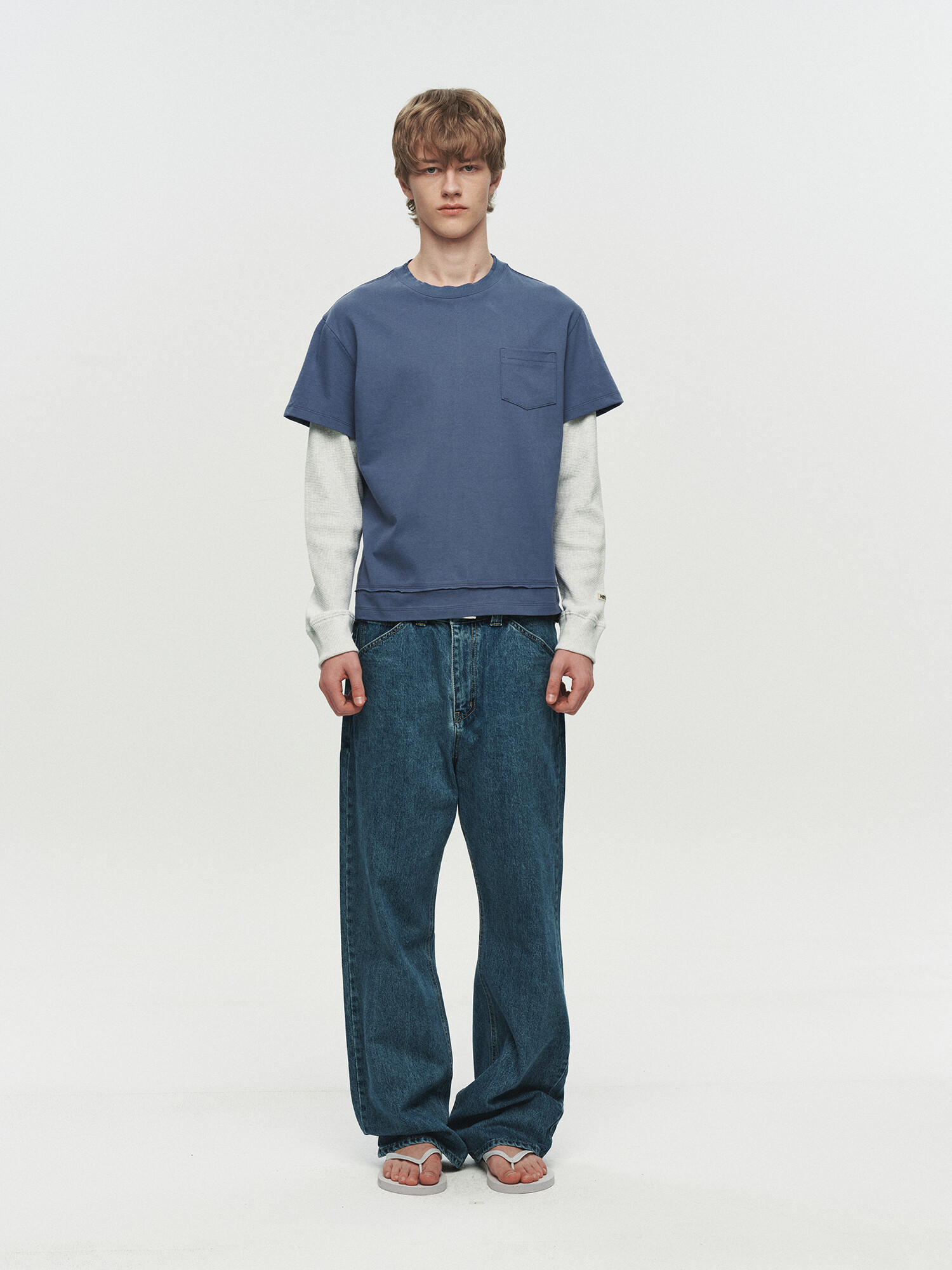 [HEUTE] CORE LAYER WAFFLE TEE (BLUE)