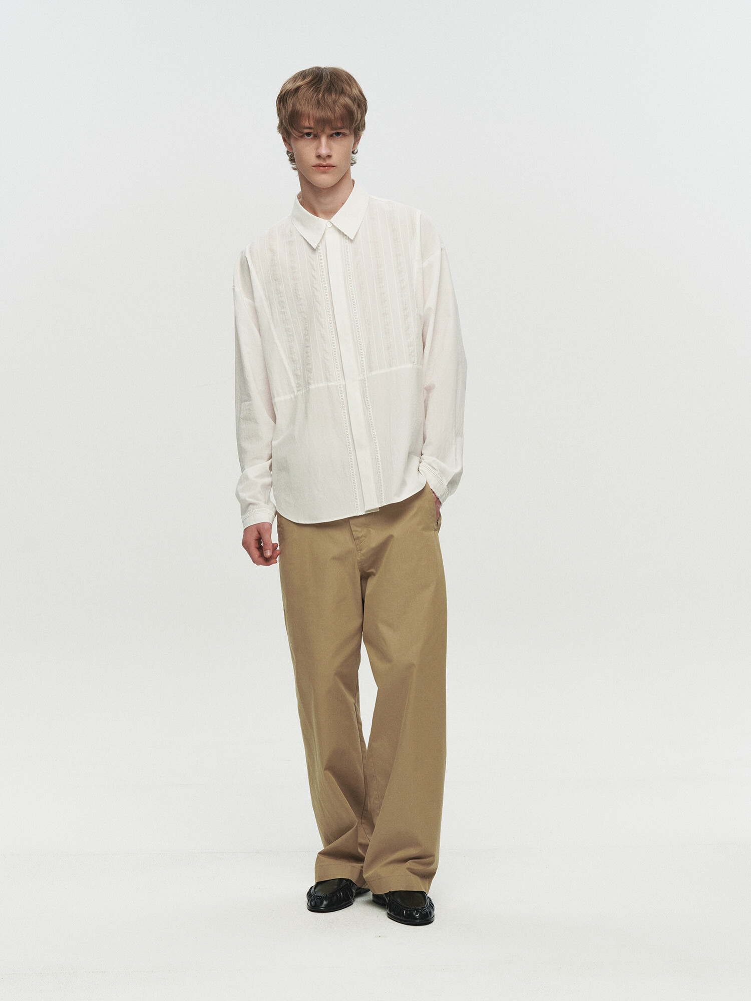 [HEUTE] CURVE LINE WIDE PANTS (BEIGE)