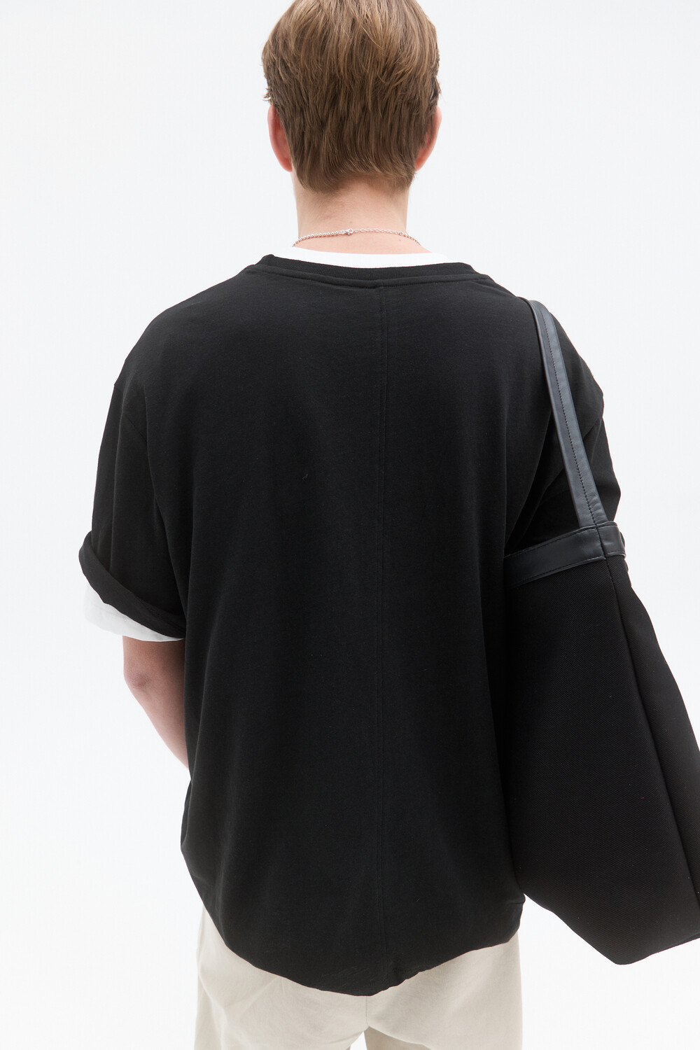 [WINDER] LINEN BLENDED T-SHIRTS - BLACK