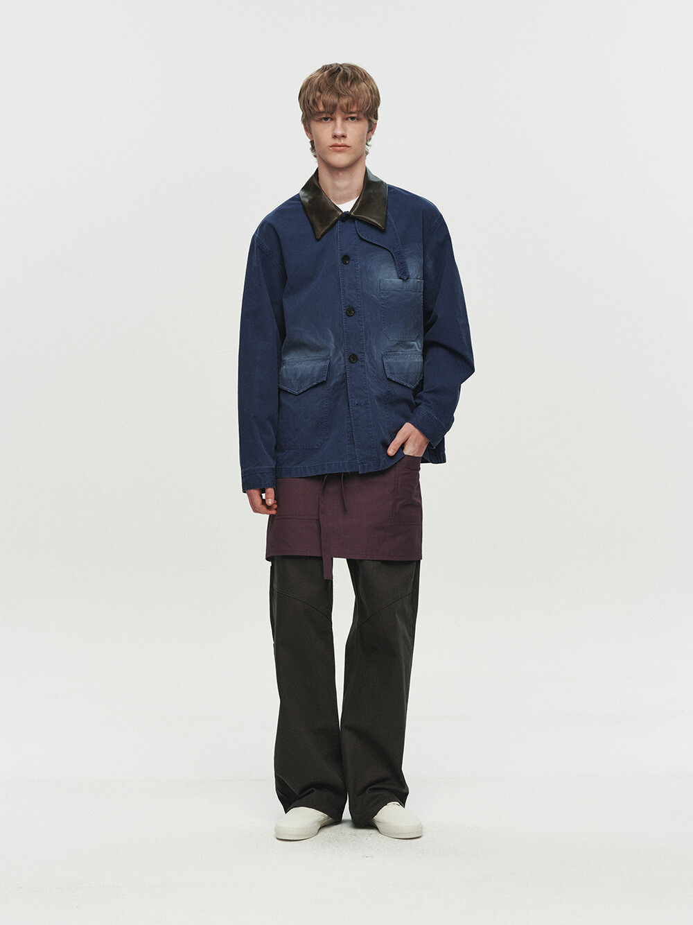 [HEUTE] CONTRAST COLLAR FIELD JACKET (NAVY)