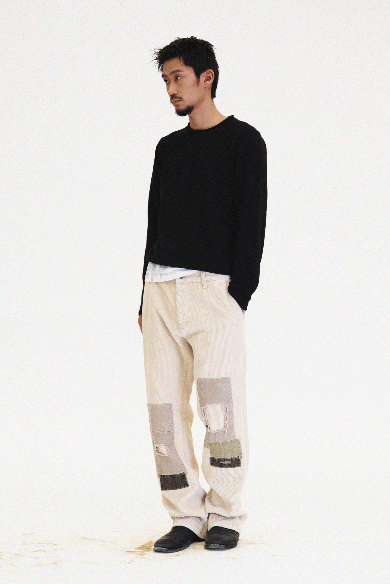[SURFACE EDITION] RAW EDGE KNIT PULLOVER BLACK