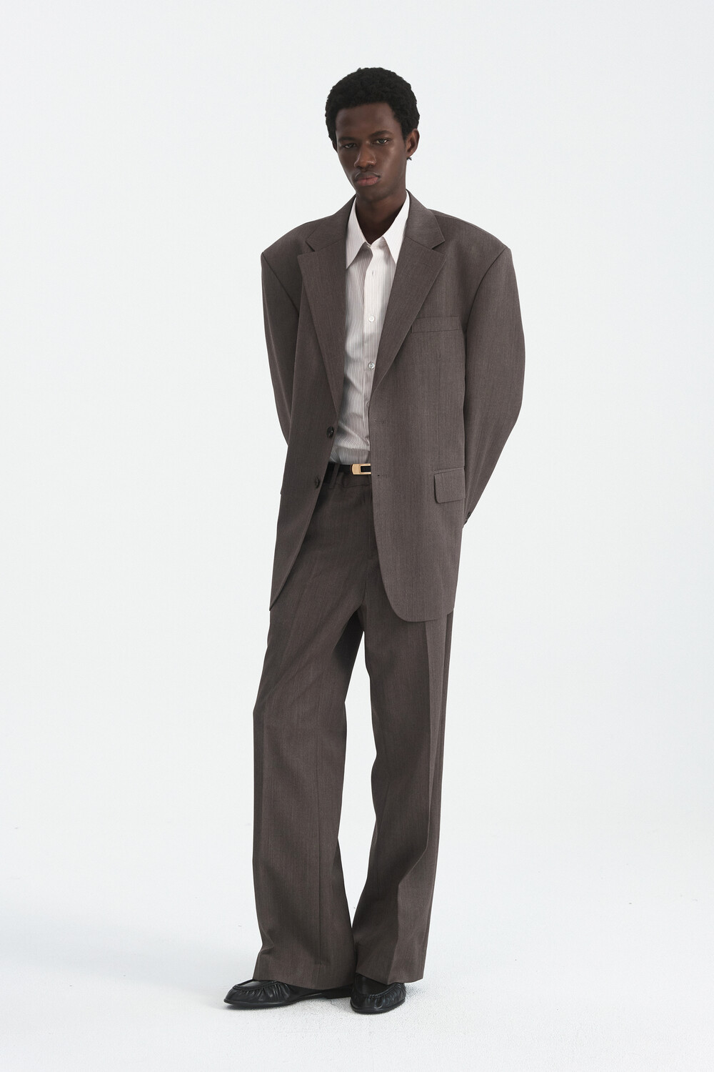[WINDER] CORE WOOL SEMI-FLARED TROUSERS - MELANGE TAUPE