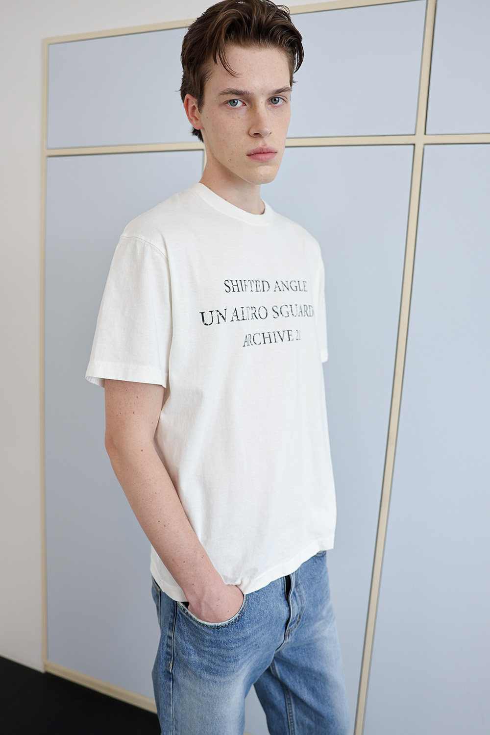 [ANYTIME LOREAK] SEDUM WASHED HALF T-SHIRT - WHITE