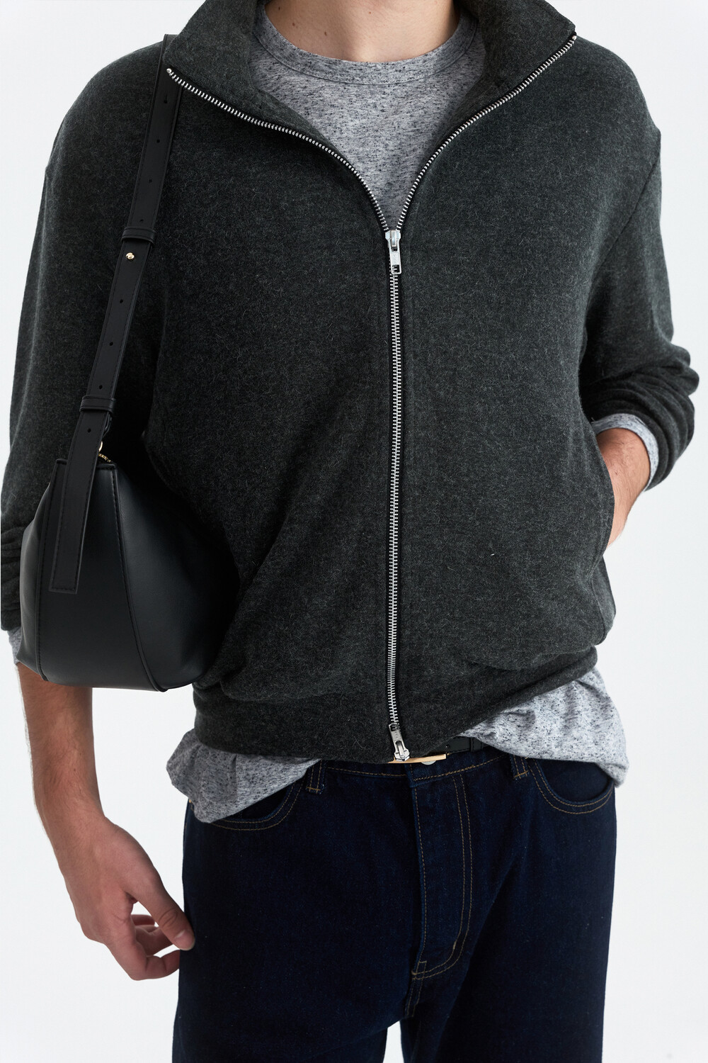 [WINDER] WOOL JERSEY TRACK JACKET - CHARCOAL