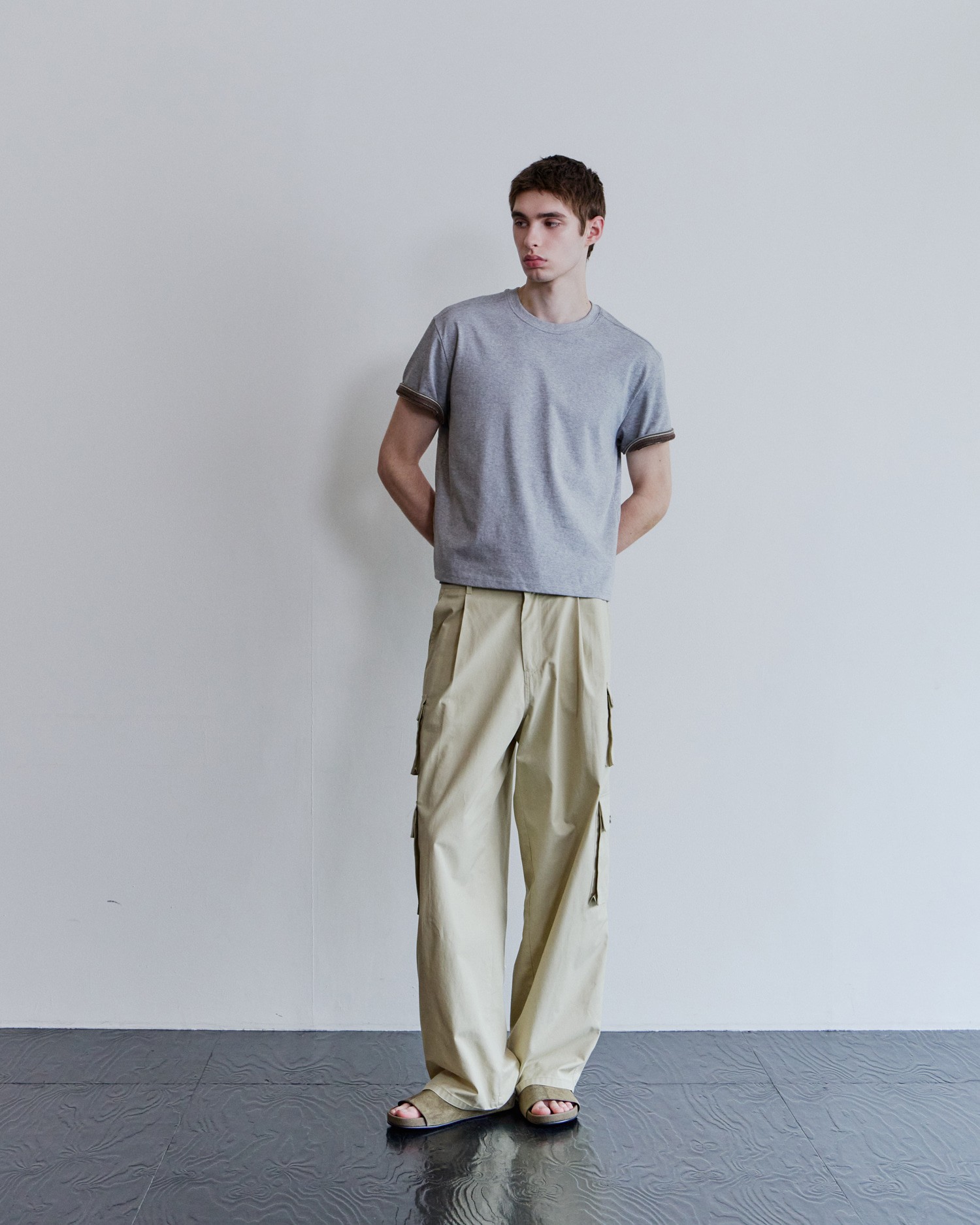 [WAVINESS] Stripe Layered T-shirts - Melange Grey