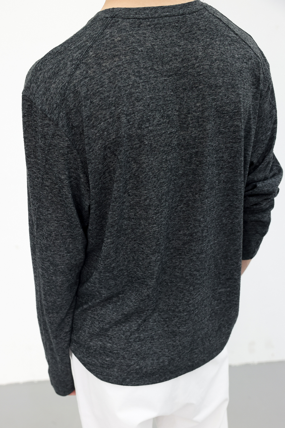 [ANYTIME LOREAK] CAMELLIA LAYERED TEE - SKY BLUE/CHARCOAL