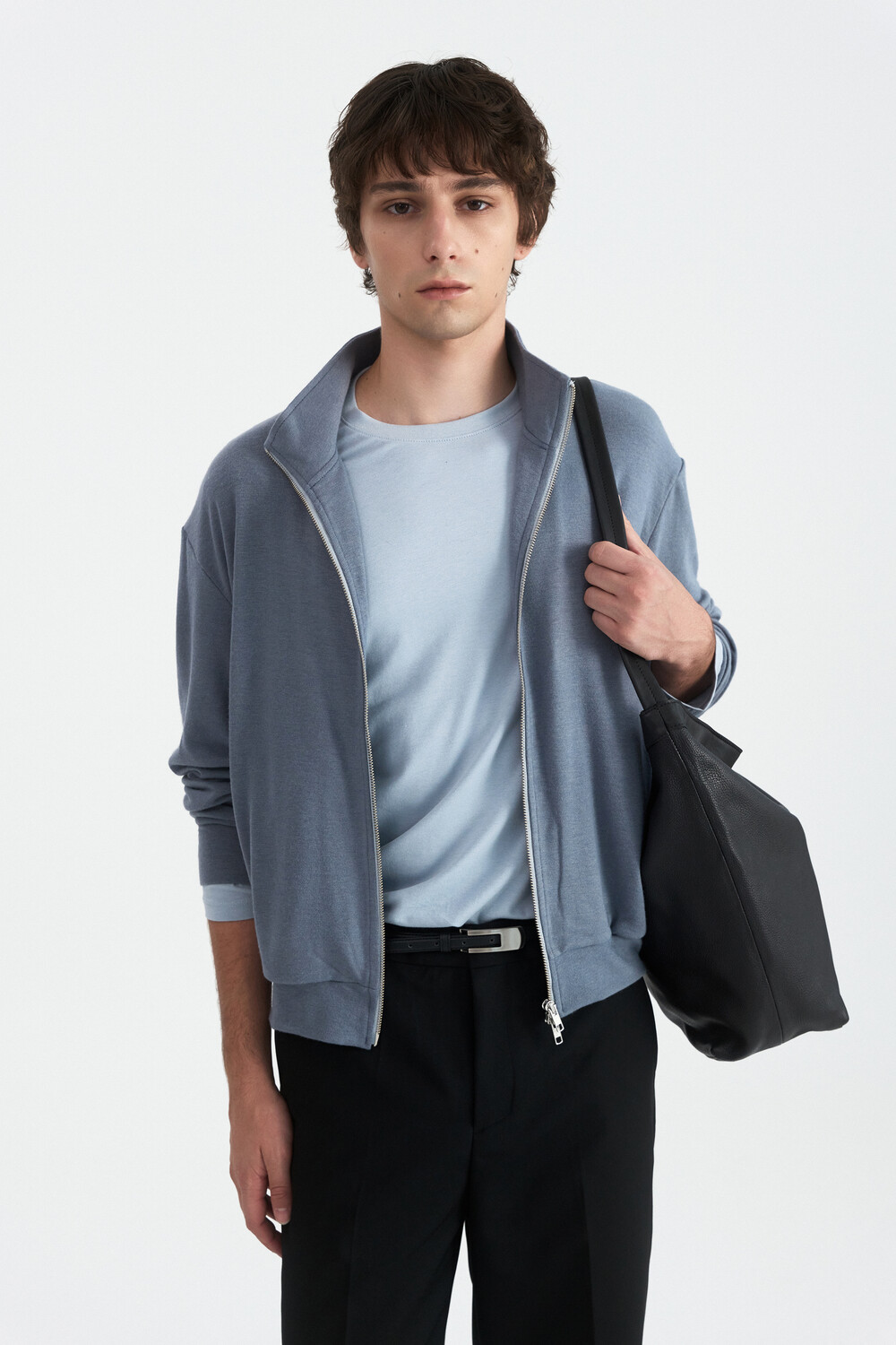 [WINDER] WOOL JERSEY TRACK JACKET - MELANGE GREY