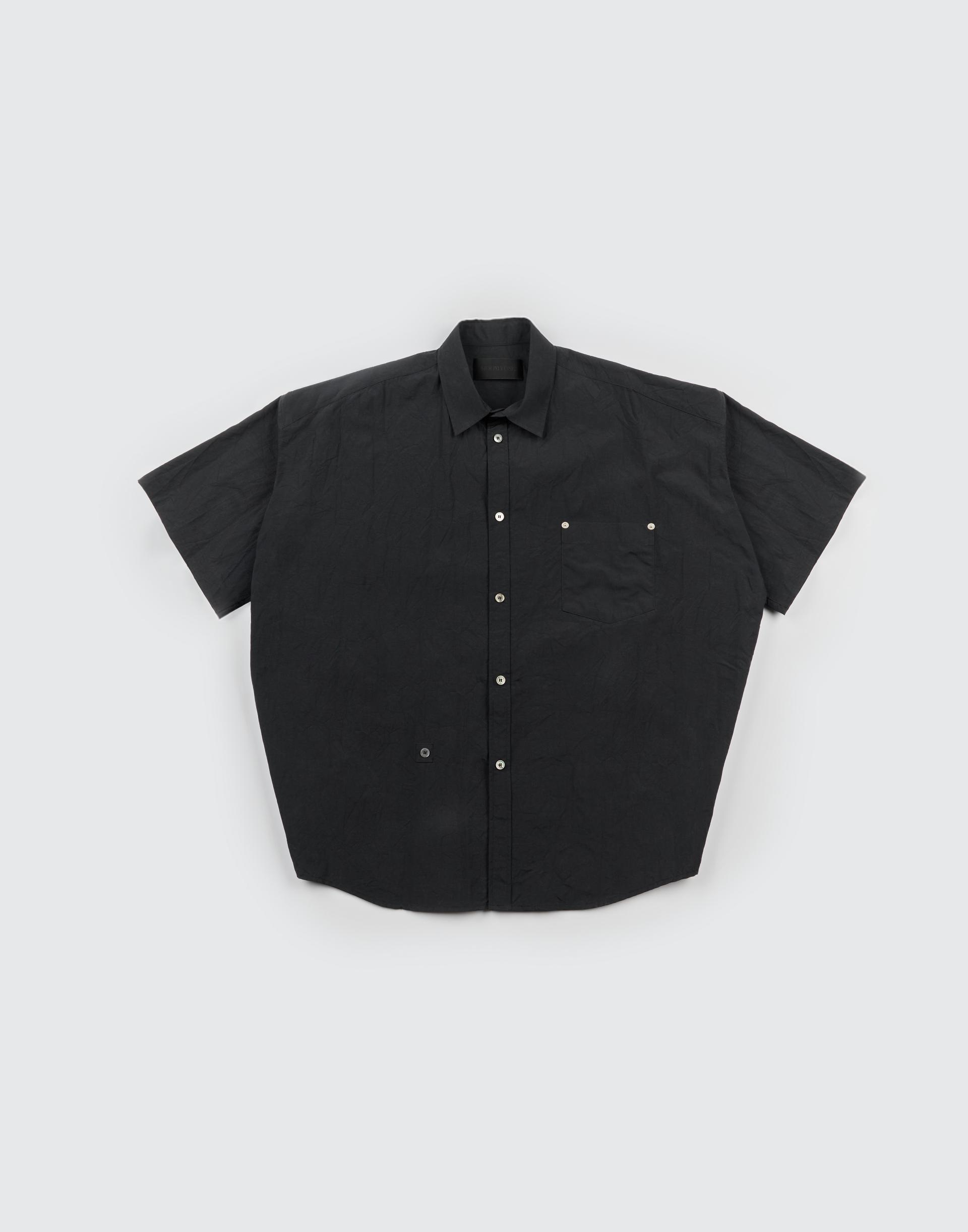 [MOOMYUNG] WRAP SHORTSLEEVE SHIRT (CREASE BLACK)