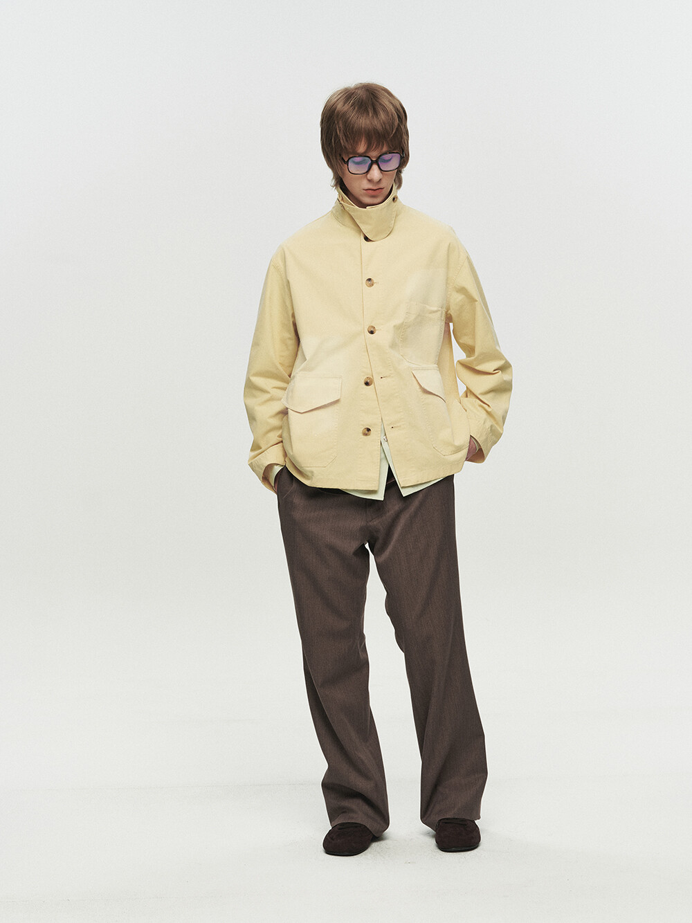 [HEUTE] CONTRAST COLLAR FIELD JACKET (YELLOW)