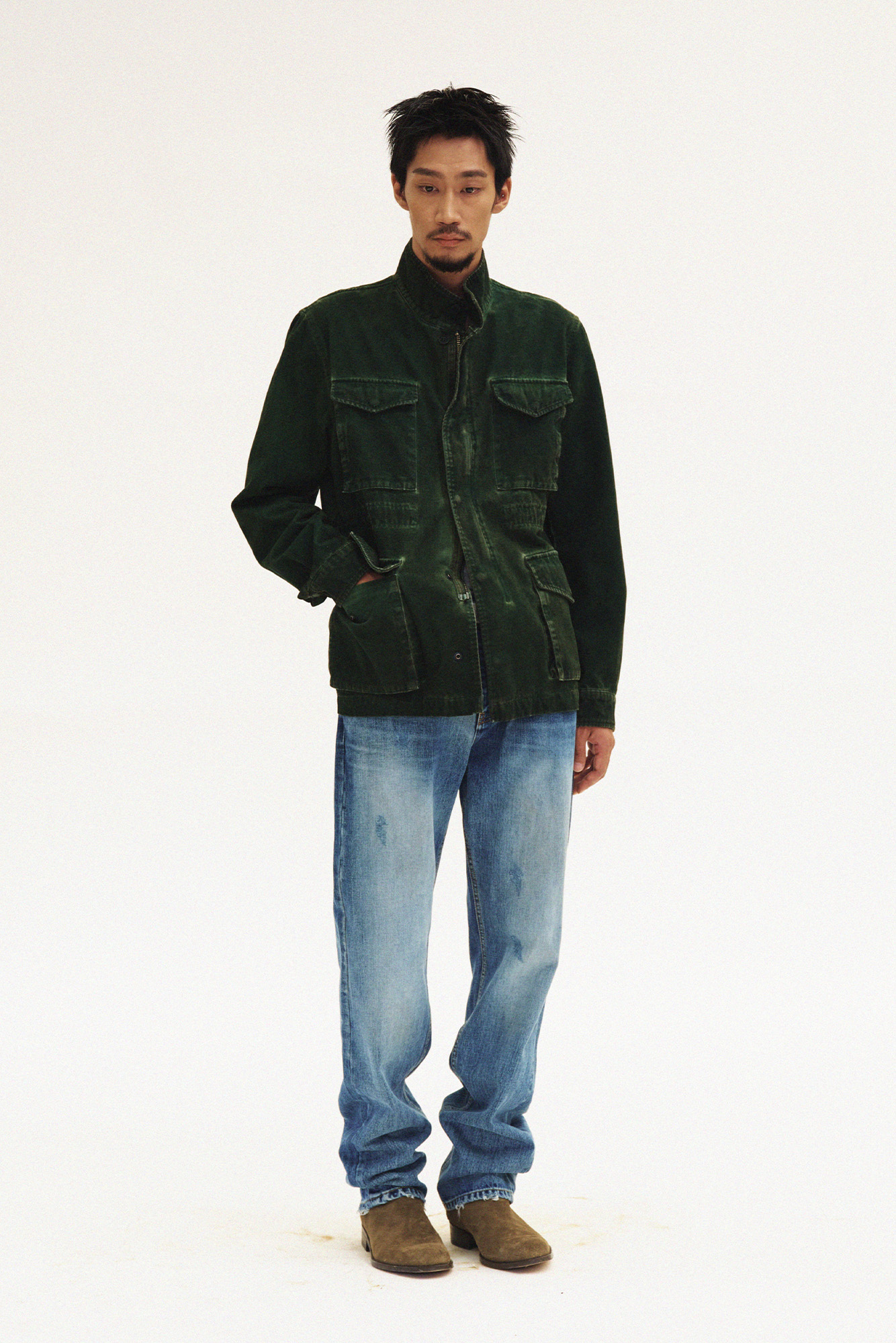 [SURFACE EDITION] STAIN STRAIGHT DENIM PANTS INDIGO
