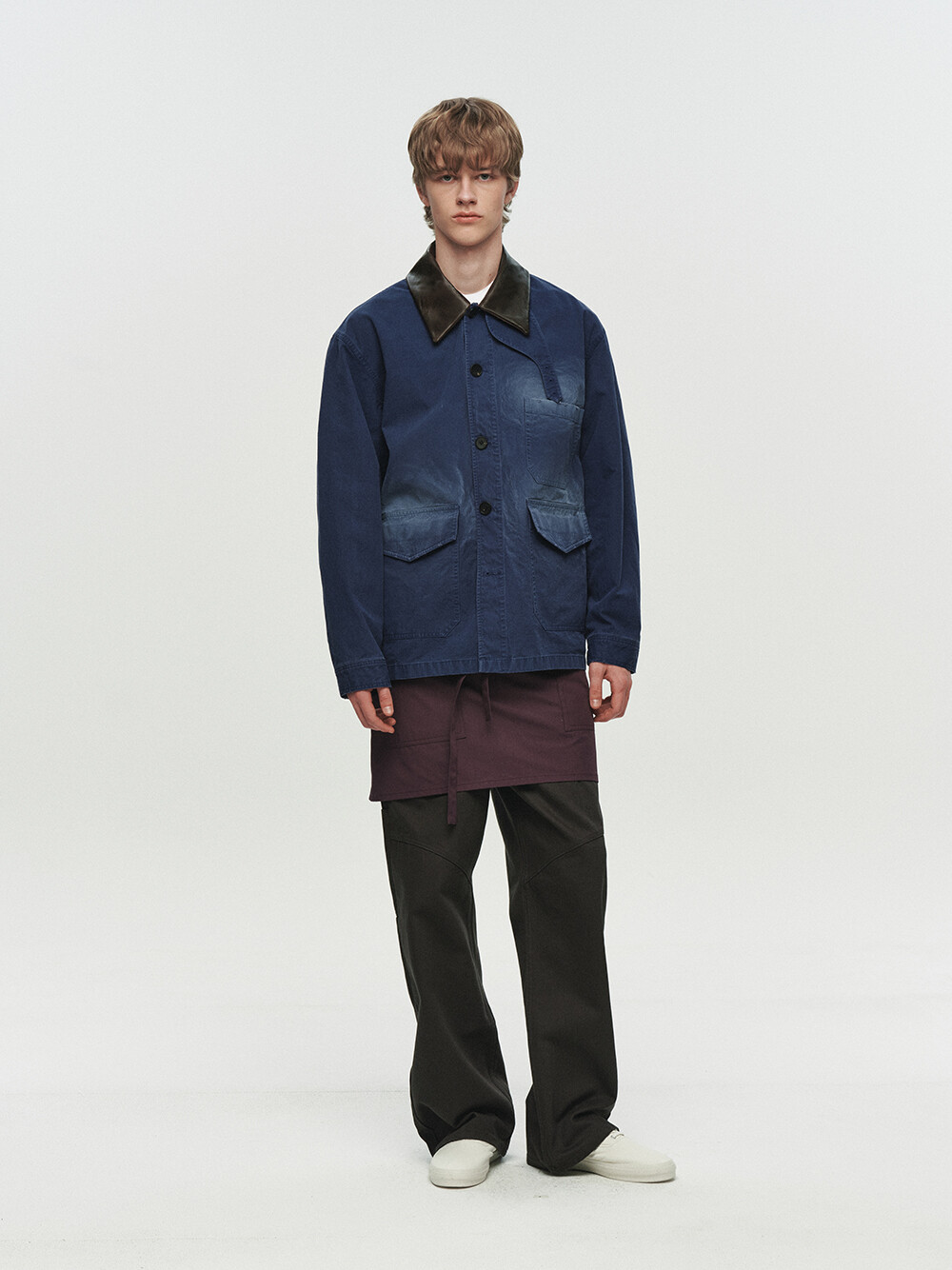 [HEUTE] CONTRAST COLLAR FIELD JACKET (NAVY)