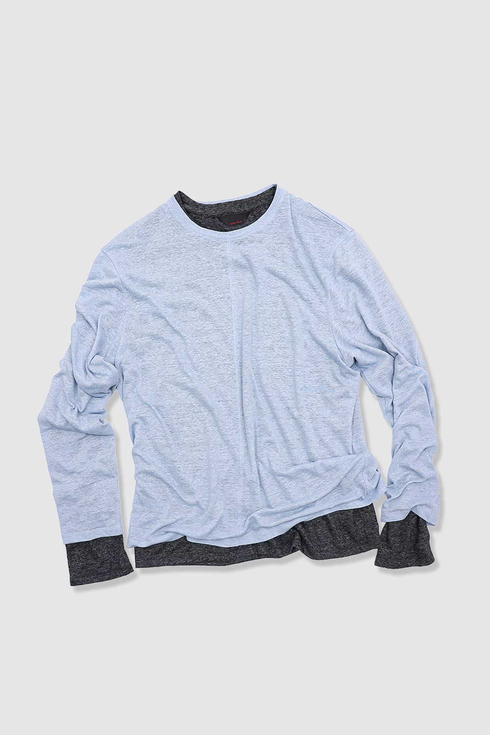 [ANYTIME LOREAK] CAMELLIA LAYERED TEE - SKY BLUE/CHARCOAL