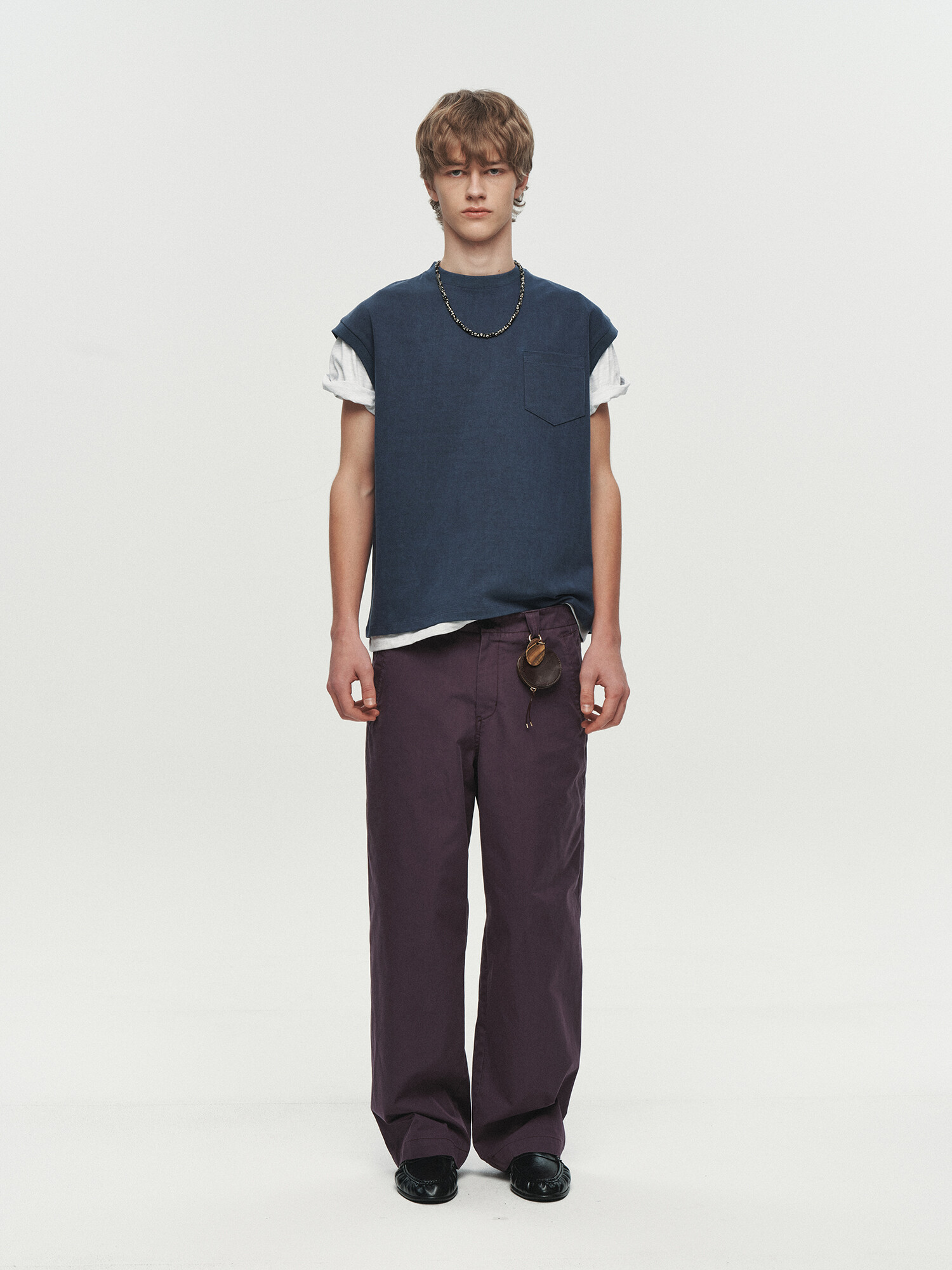 [HEUTE] CURVE LINE WIDE PANTS (PURPLE)