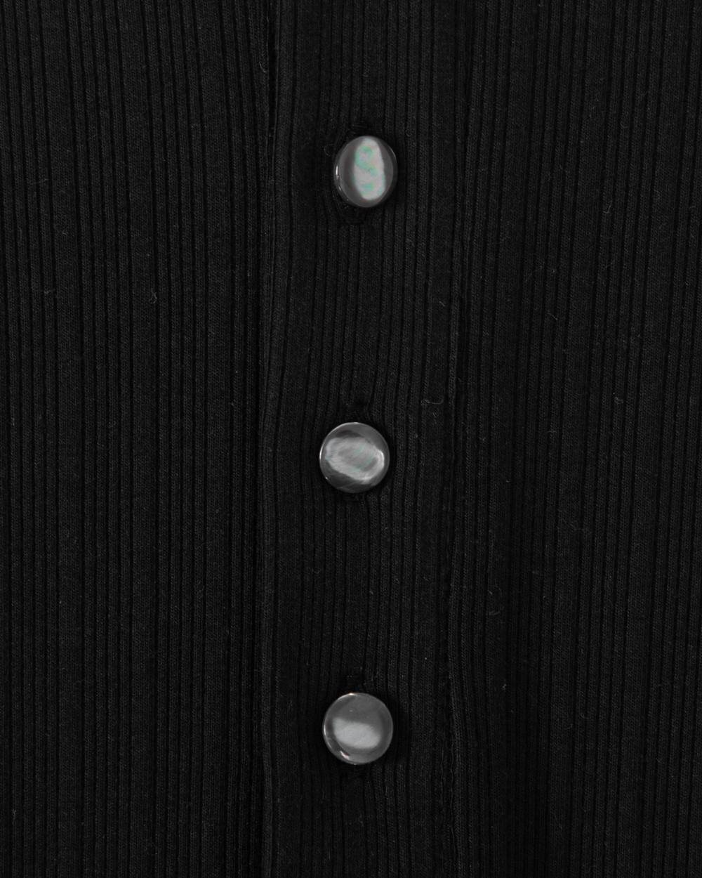 [kineto] Fine Cotton Ribbed Henley Top_Black