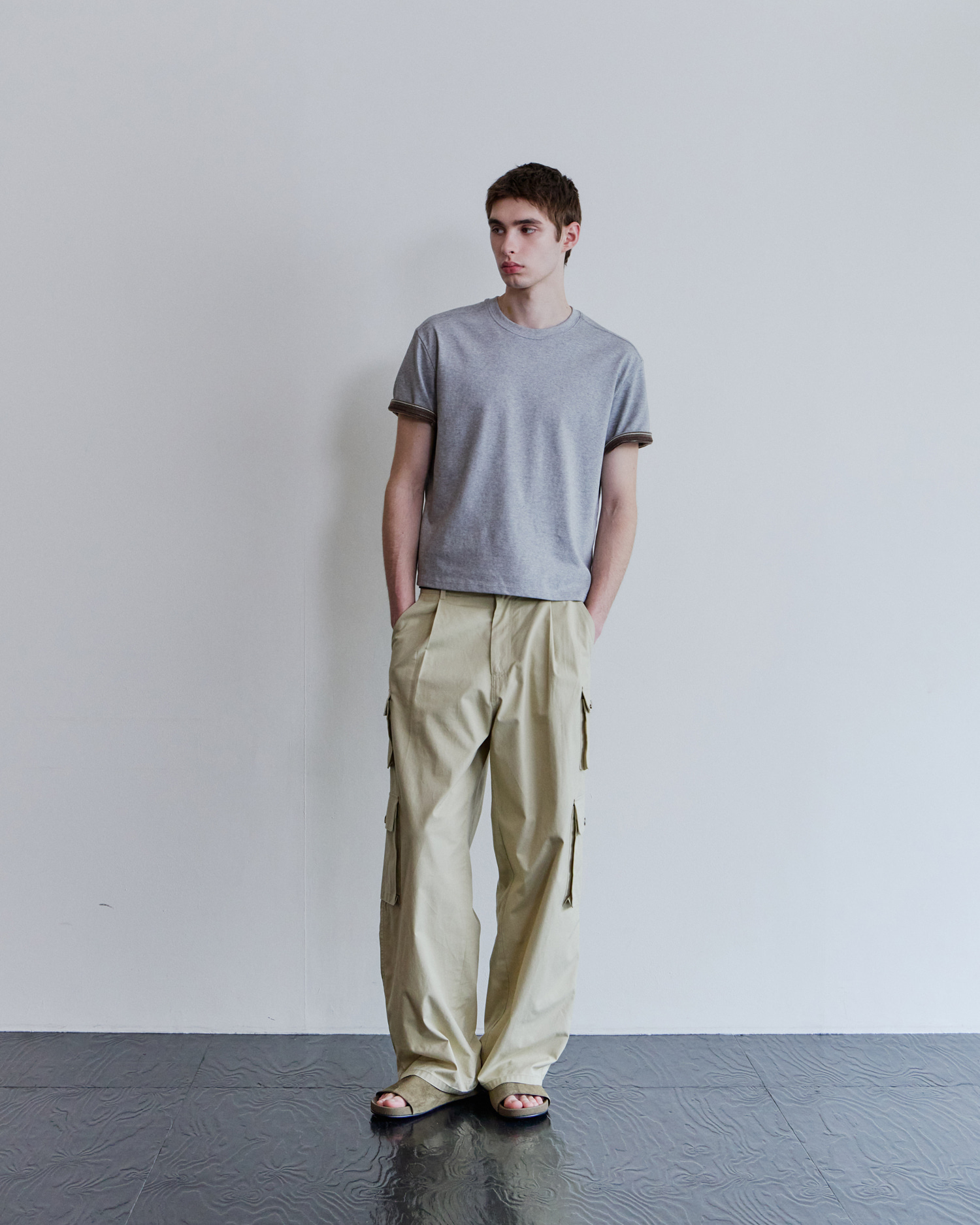 [WAVINESS] Stripe Layered T-shirts - Melange Grey
