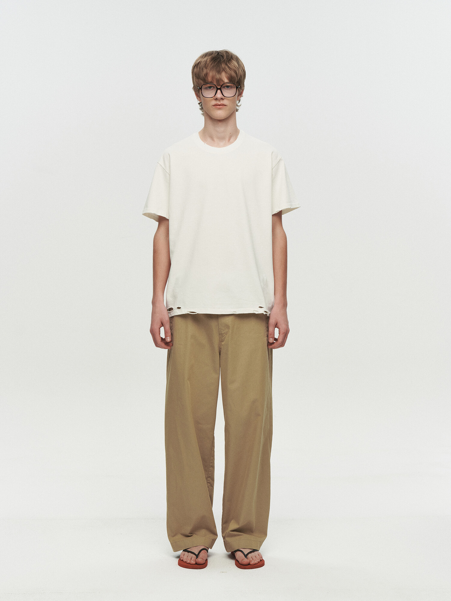 [HEUTE] CURVE LINE WIDE PANTS (BEIGE)