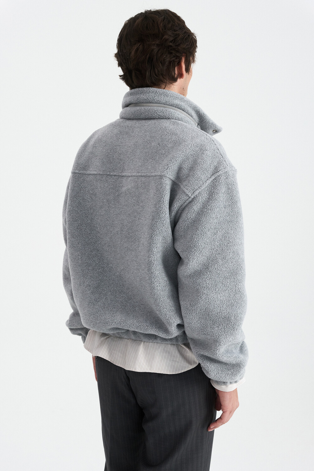 [WINDER] RING SNAP FLEECE PULL OVER -MELANGE GREY