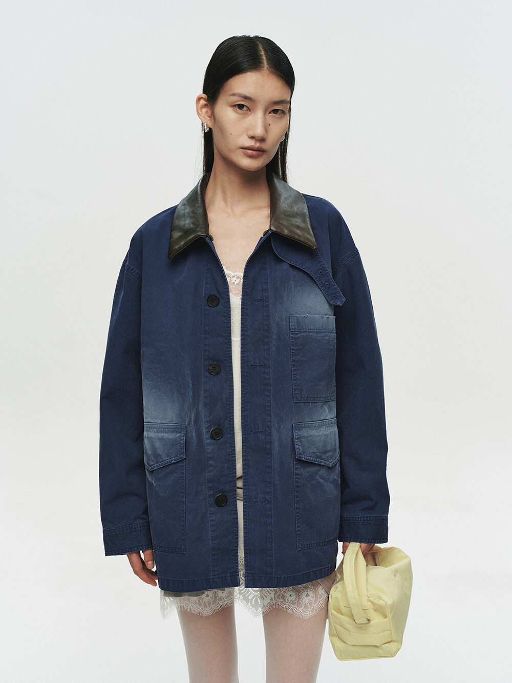 [HEUTE] CONTRAST COLLAR FIELD JACKET (NAVY)