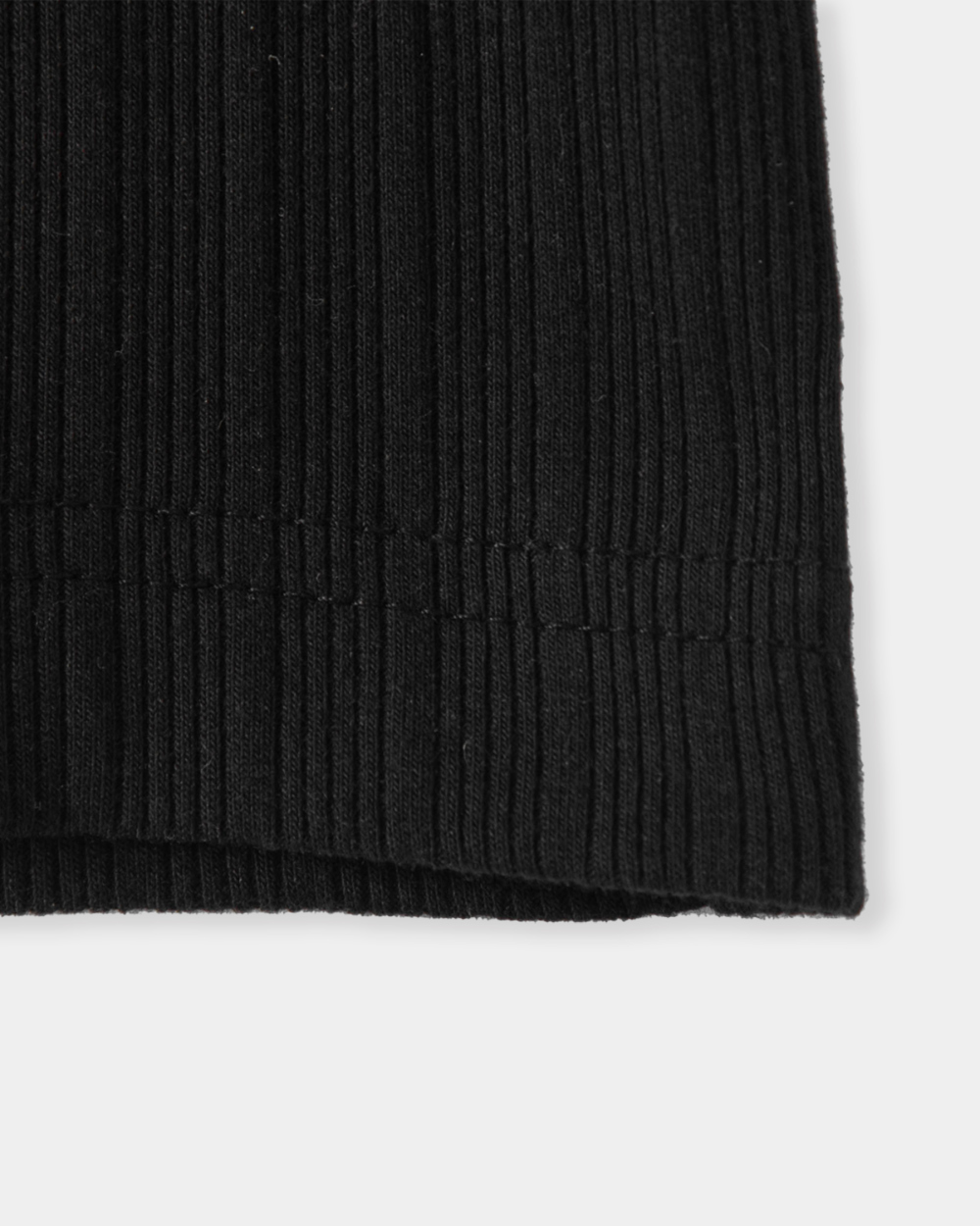 [kineto] Fine Cotton Ribbed Henley Top_Black