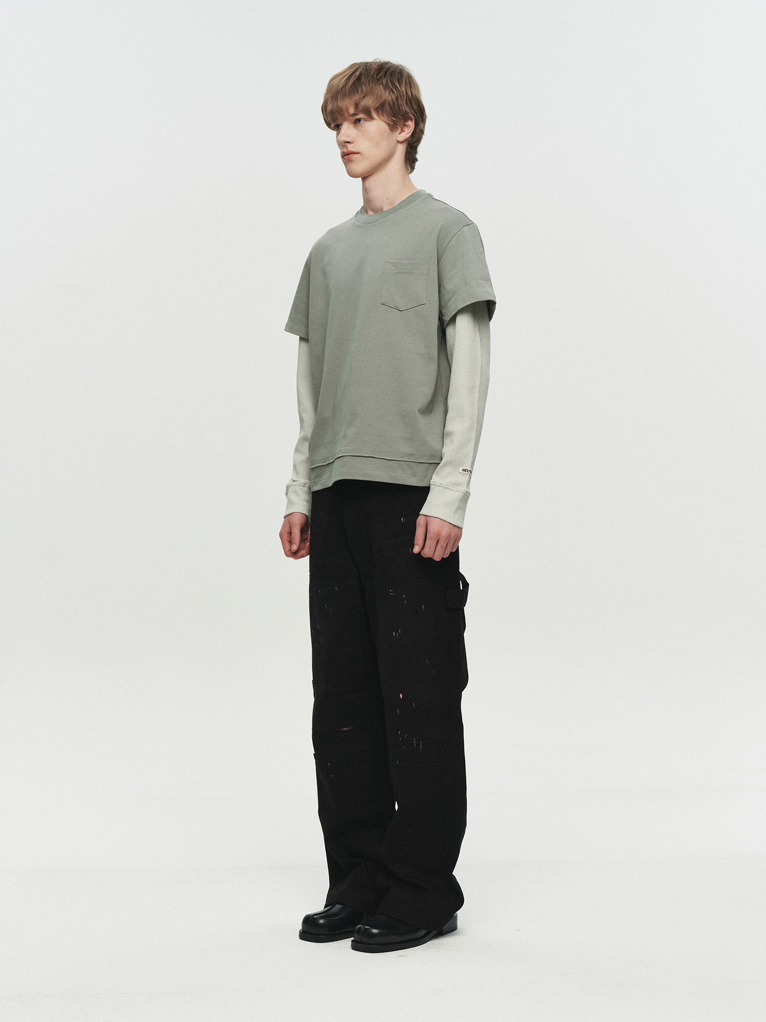 [HEUTE] CORE LAYER WAFFLE TEE (LIGHT KHAKI)