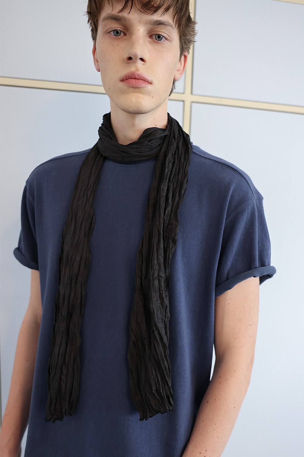 [ANYTIME LOREAK] AGAVE WRINKLE SCARF - BLACK