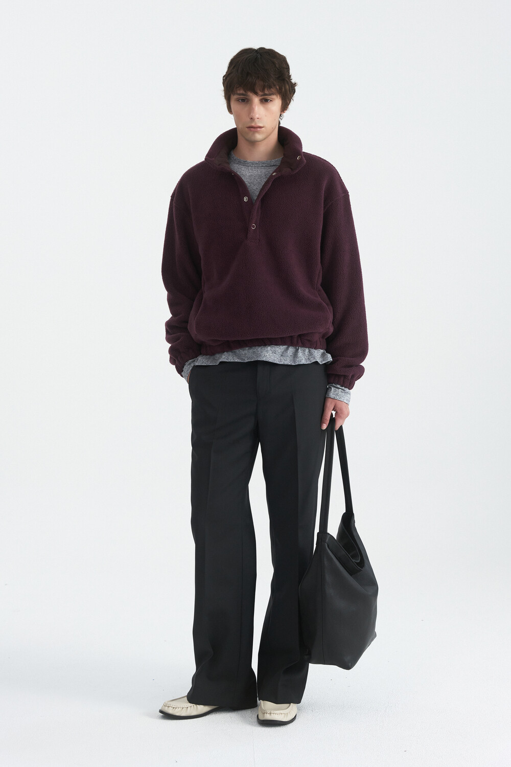 [WINDER] RING SNAP FLEECE PULL OVER - PLUM
