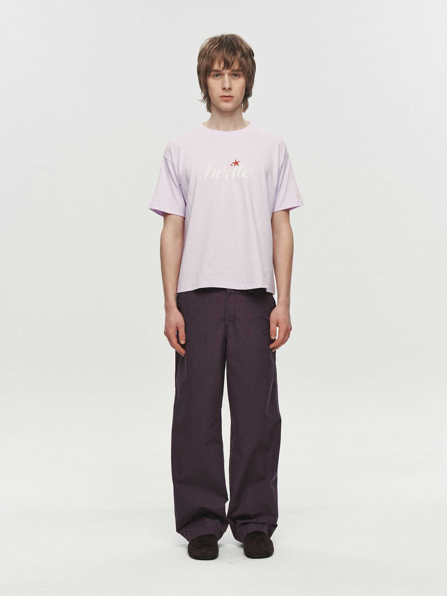 [HEUTE] CURVE LINE WIDE PANTS (PURPLE)
