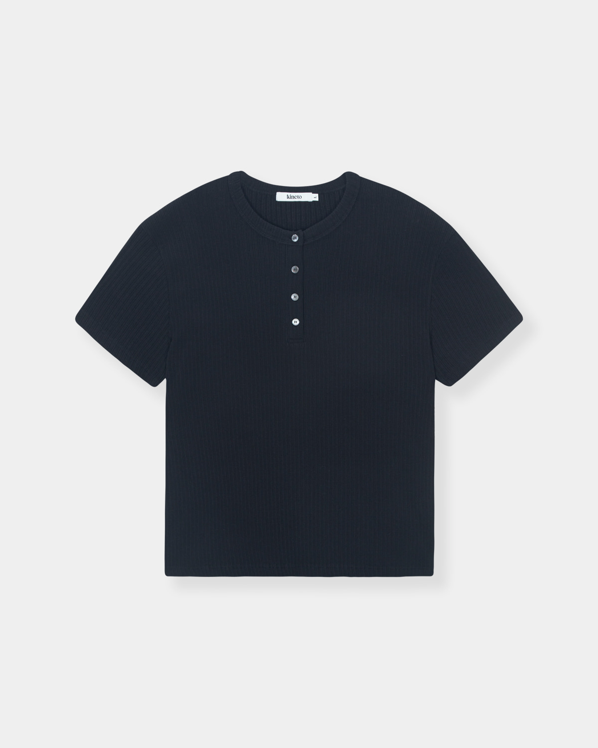 [kineto] Wale Cotton Henley Neck Top_Black