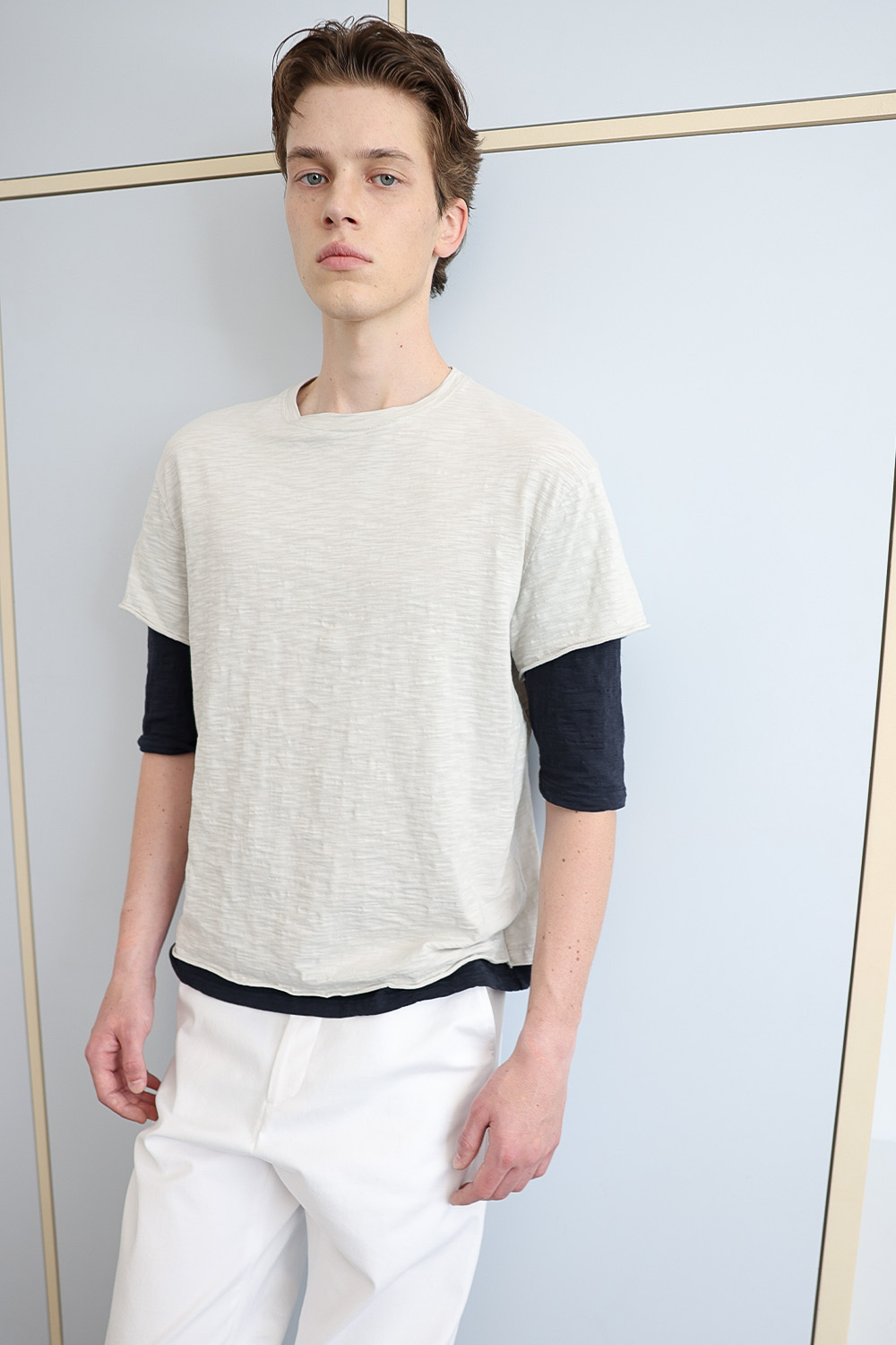 [ANYTIME LOREAK] FADE SLUB HALF T-SHIRT - OATMEAL