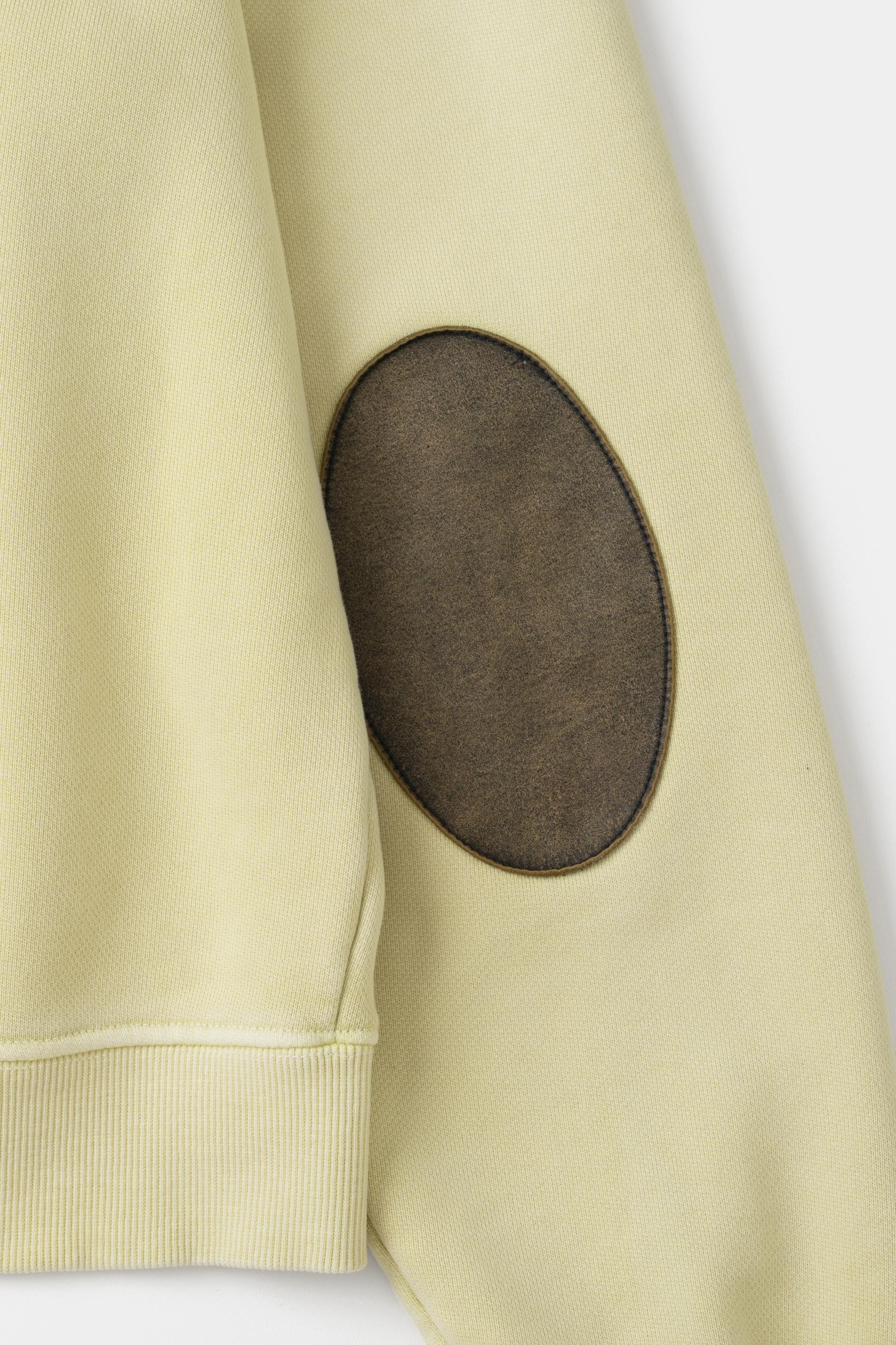 [KANGJUNGSEOK] LEATHER PATCH SWEAT SHIRTS,Yellow