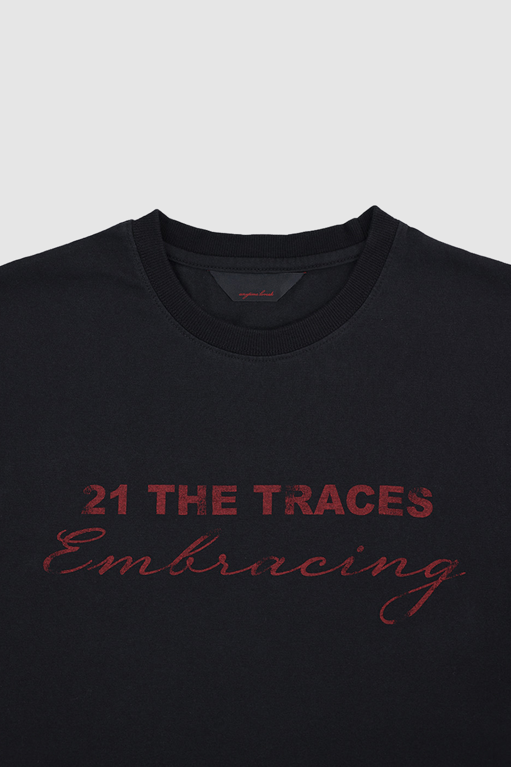[ANYTIME LOREAK] TRACE WASHED HALF T-SHIRT - BLACK