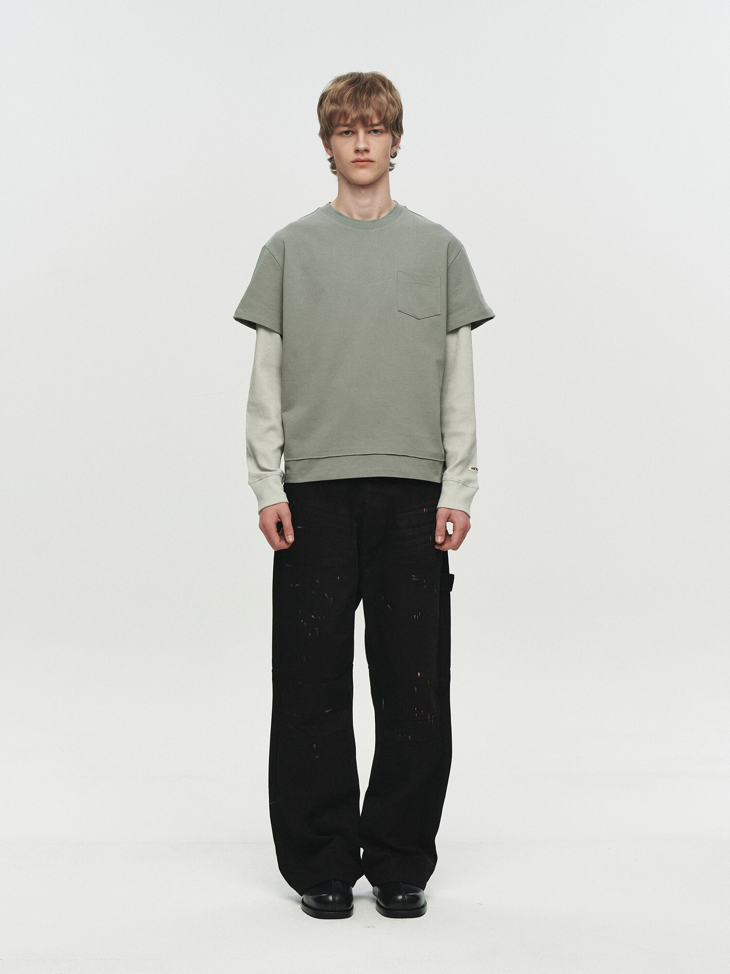 [HEUTE] CORE LAYER WAFFLE TEE (LIGHT KHAKI)