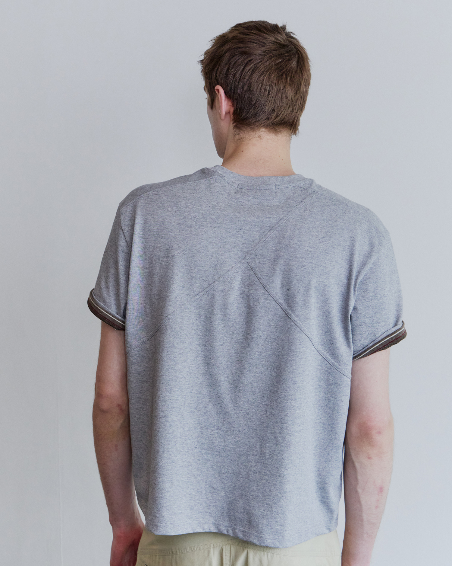 [WAVINESS] Stripe Layered T-shirts - Melange Grey
