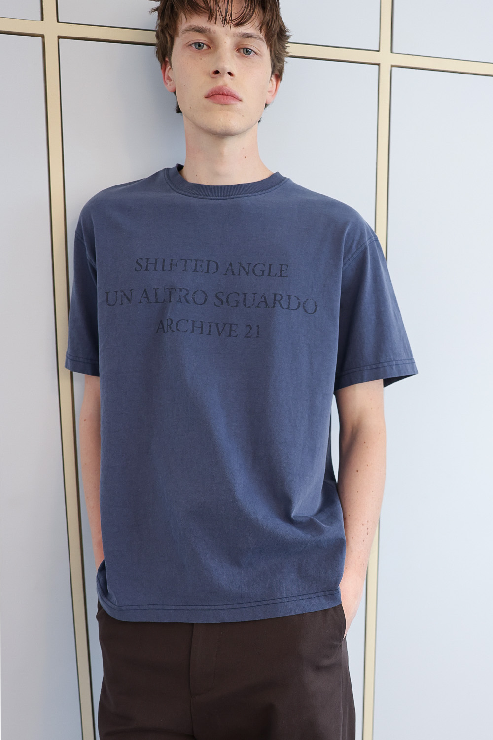 [ANYTIME LOREAK] SEDUM WASHED HALF T-SHIRT - VINTAGE BLUE