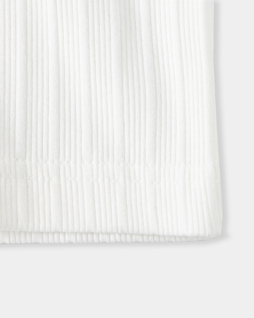 [kineto] Fine Cotton Ribbed Henley Top_White