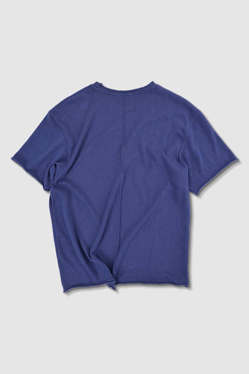 [ANYTIME LOREAK] YUCCA RAW-EDGE HALF KNIT -BLUE