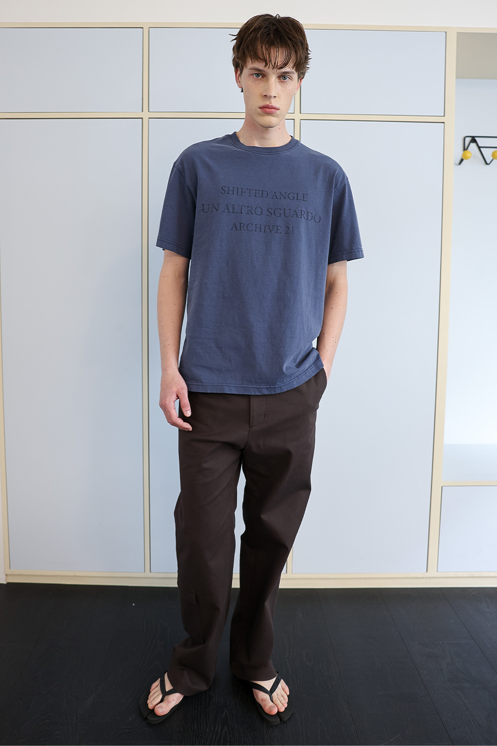 [ANYTIME LOREAK] SEDUM WASHED HALF T-SHIRT - VINTAGE BLUE
