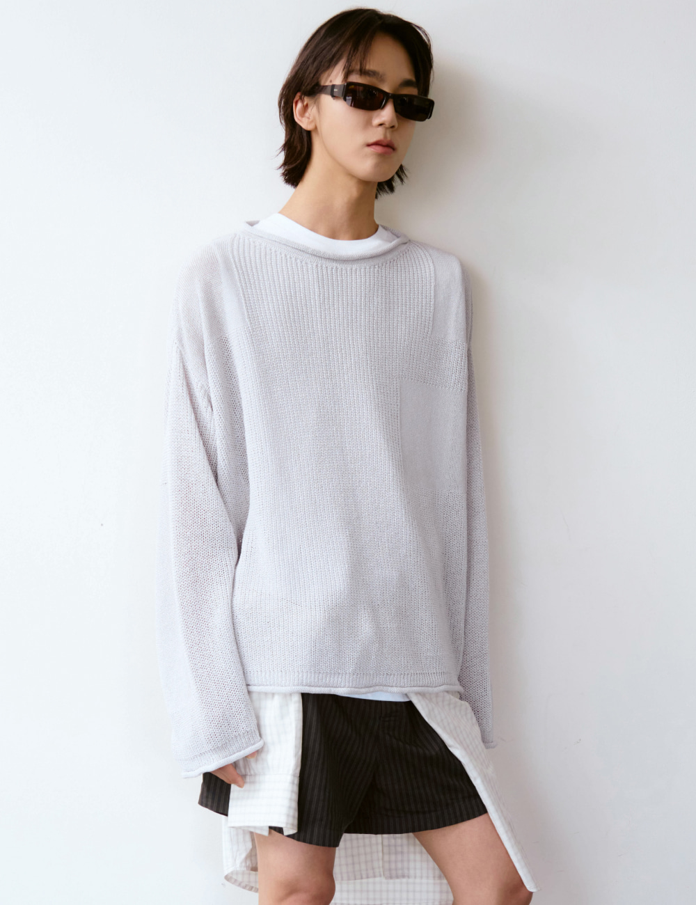[GEN:RE] Canopy Mesh Knit Light Gray