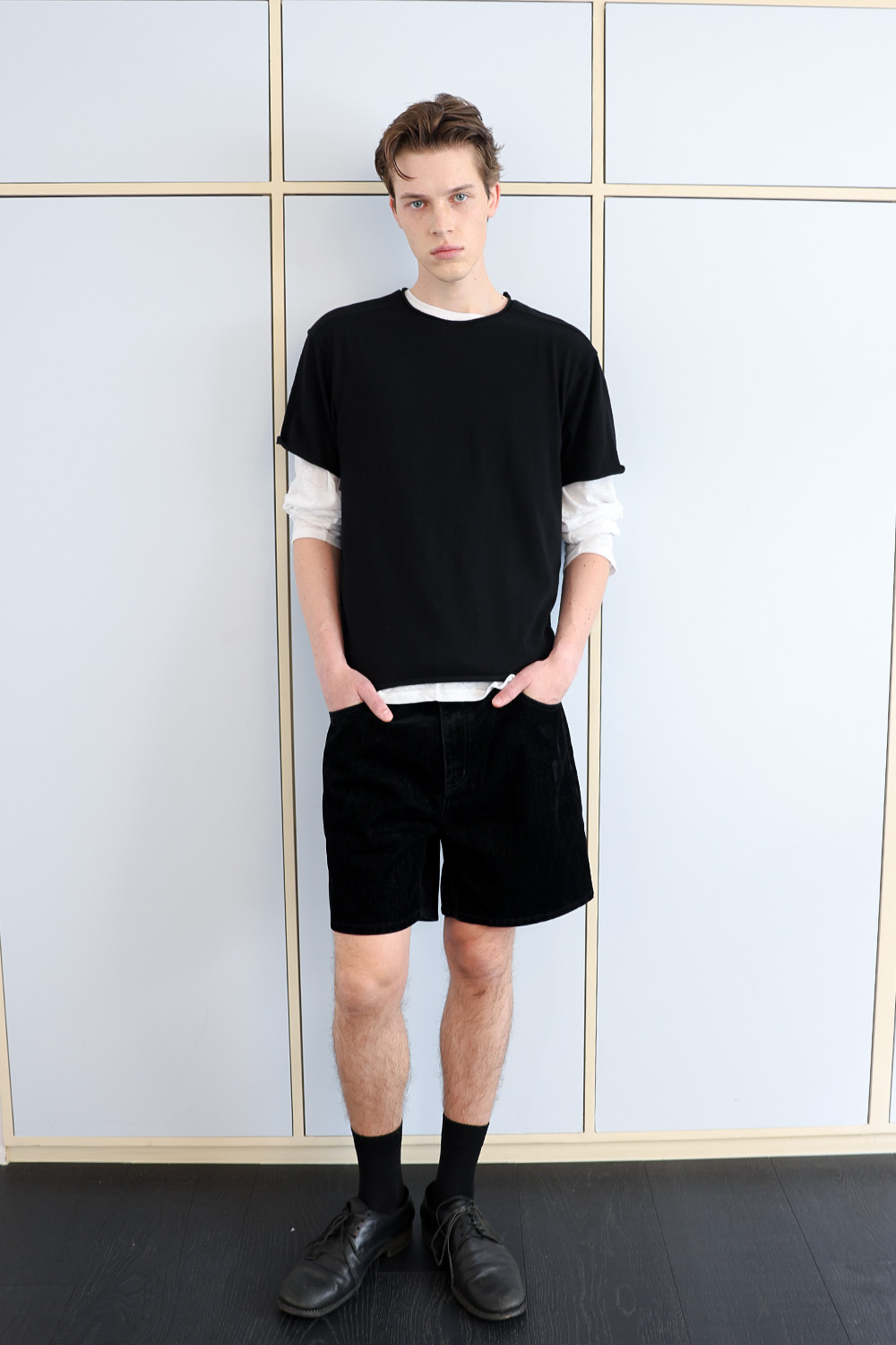 [ANYTIME LOREAK] YUCCA RAW-EDGE HALF KNIT - BLACK