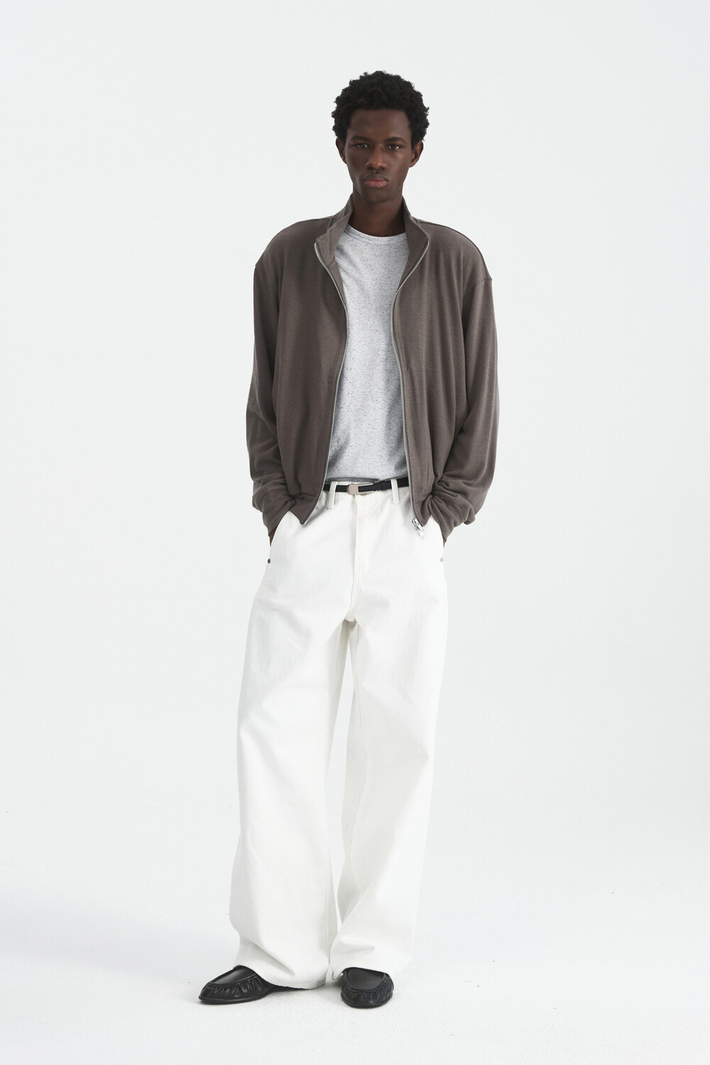[WINDER] WOOL JERSEY TRACK JACKET - TAUPE
