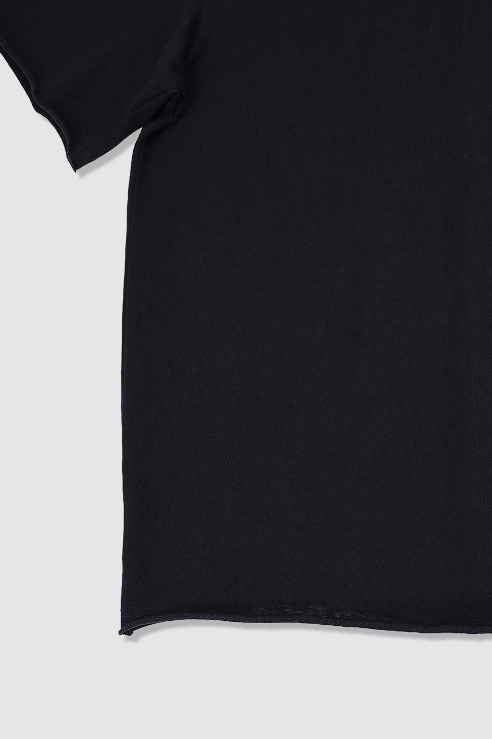 [ANYTIME LOREAK] YUCCA RAW-EDGE HALF KNIT - BLACK