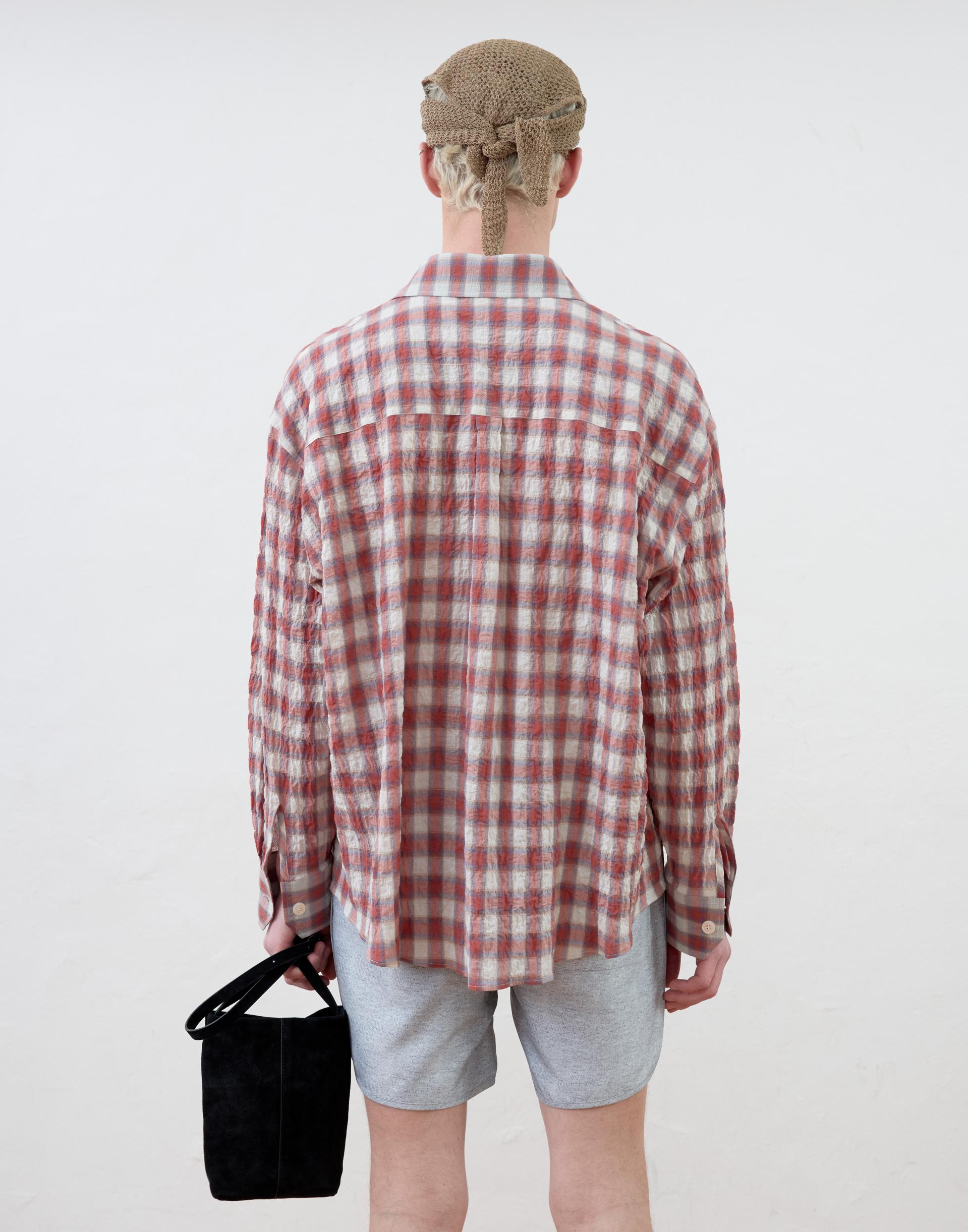 [MOOMYUNG] DETACHABLE COLLAR SHIRTS (ORANGE CHECK)