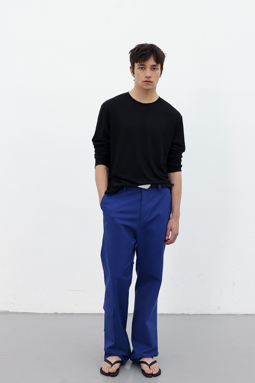 [ANYTIME LOREAK] CAMELLIA LAYERED TEE - KHAKI/BLACK