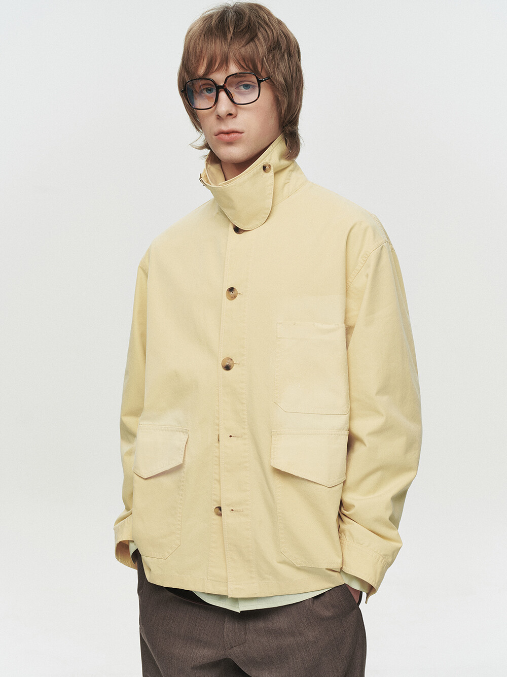 [HEUTE] CONTRAST COLLAR FIELD JACKET (YELLOW)