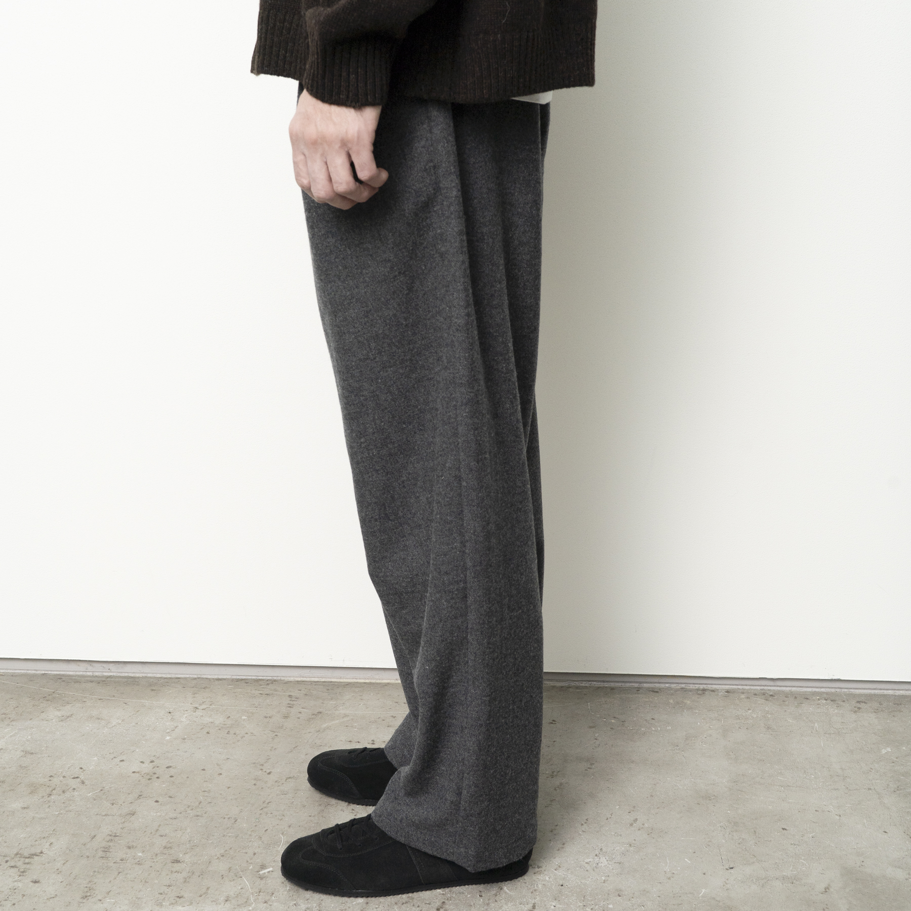 [STILL BY HAND] PT08263OS- W/N wide pants DARK BROWN