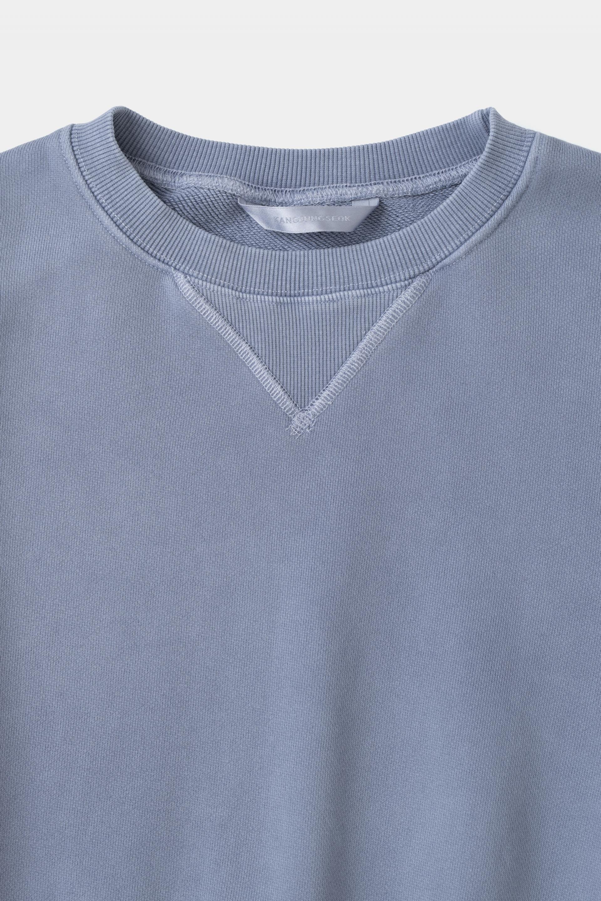 [KANGJUNGSEOK] LEATHER PATCH SWEAT SHIRTS,Navy
